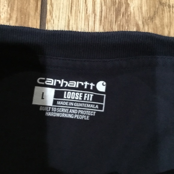 Mens Carhartt Loose Fit Long Sleeve Shirt Pocket Logo Dark Blue Size Large. - Picture 5 of 6